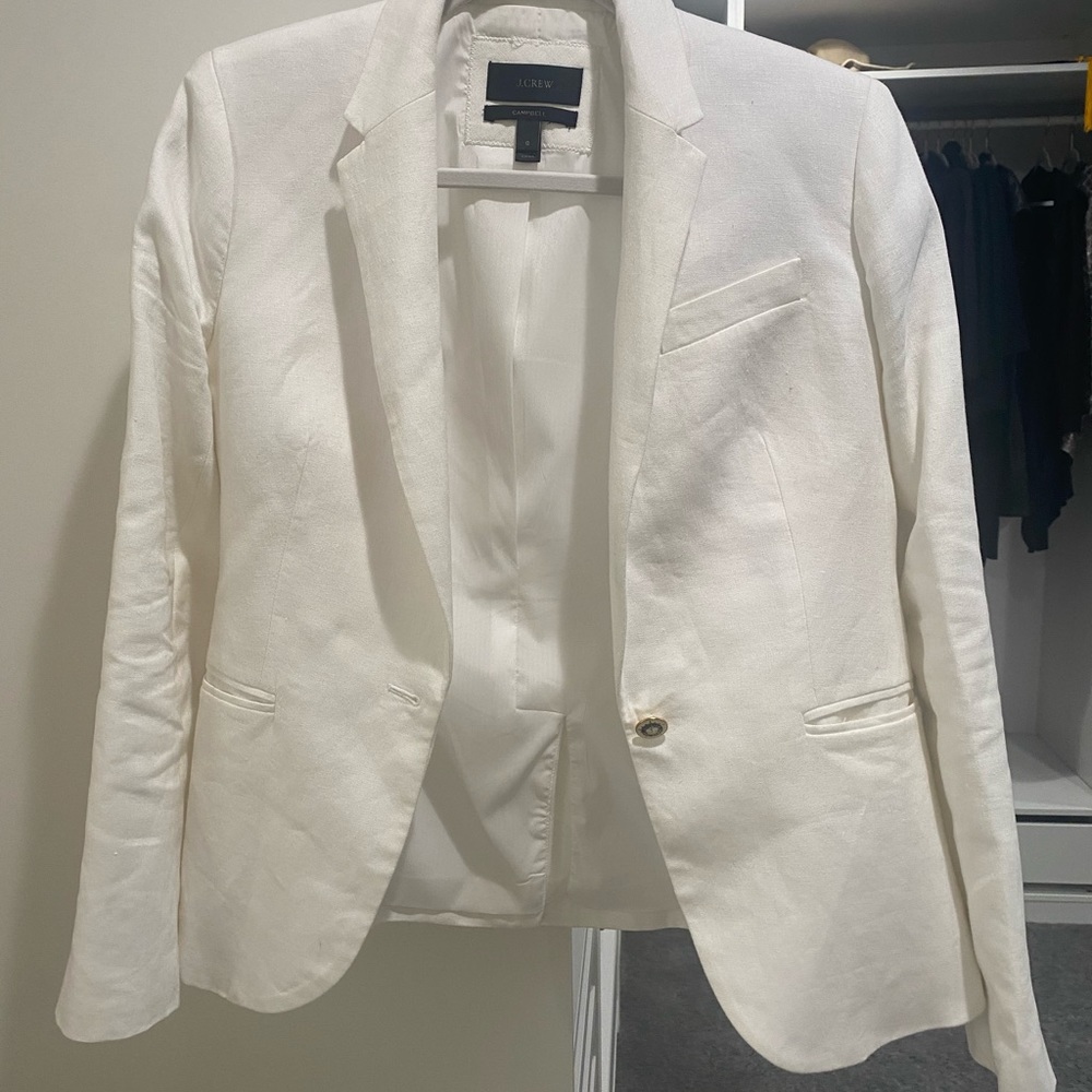 J Crew White Linen Blazer Campbell size 6